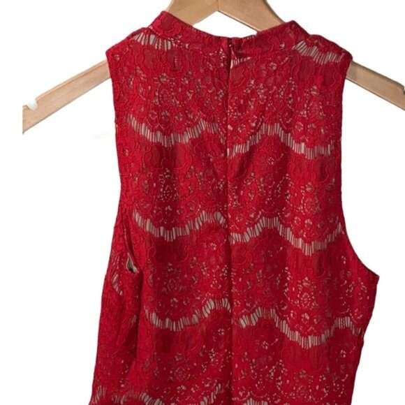 Love Fire Red Lace Fit & Flare Sleeveless Mini Dress Women’s Small - Picture 5 of 10
